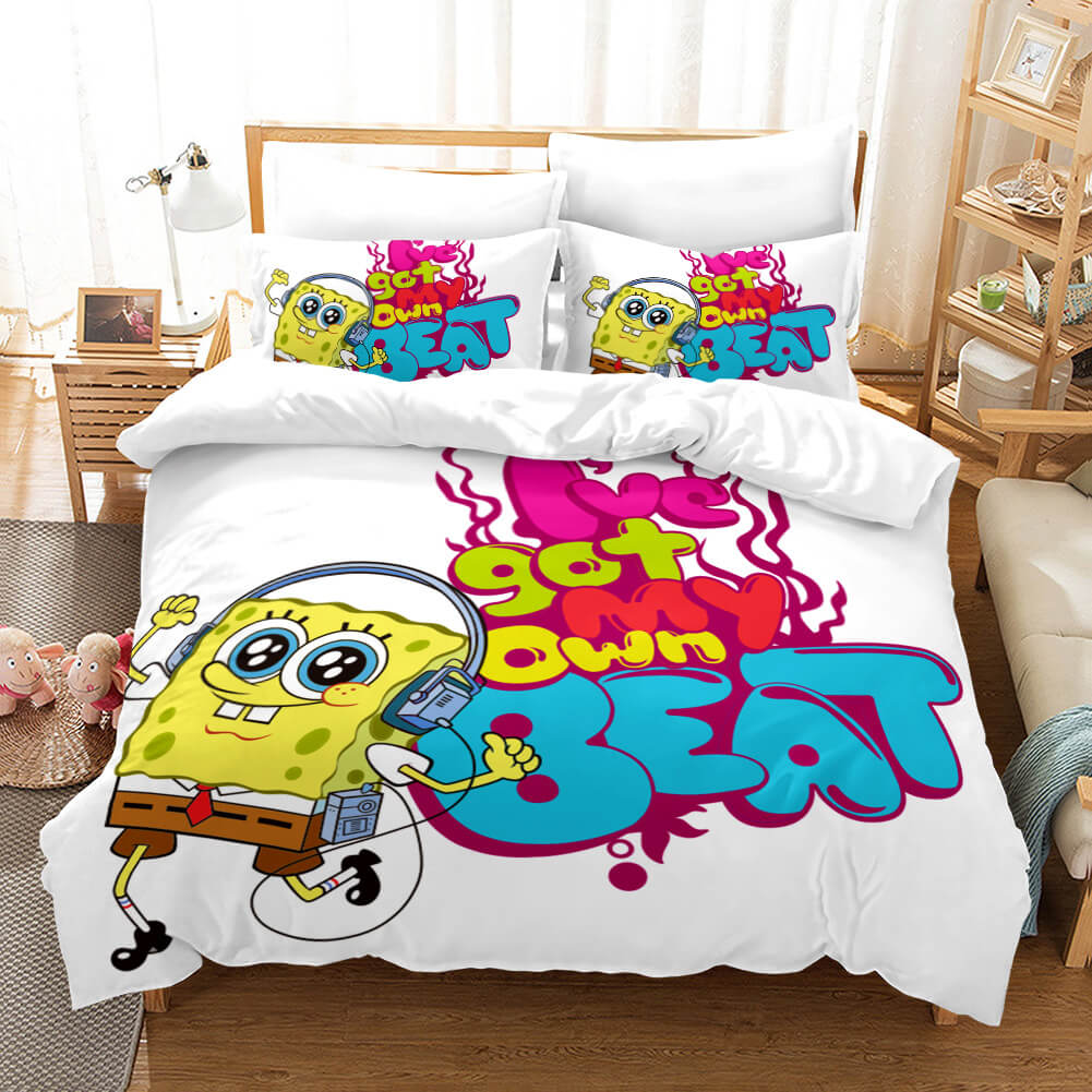 Juego de cama con dibujos animados de Bob Esponja, funda de edredón sin relleno
