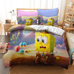 Juego de cama con dibujos animados de Bob Esponja, funda de edredón sin relleno