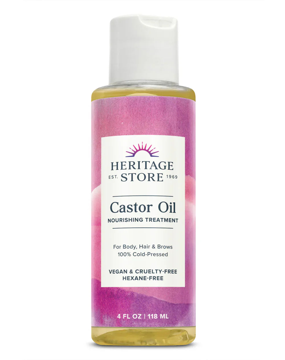 Aceite de ricino Heritage Products, puro, sin hexano (118 ml)