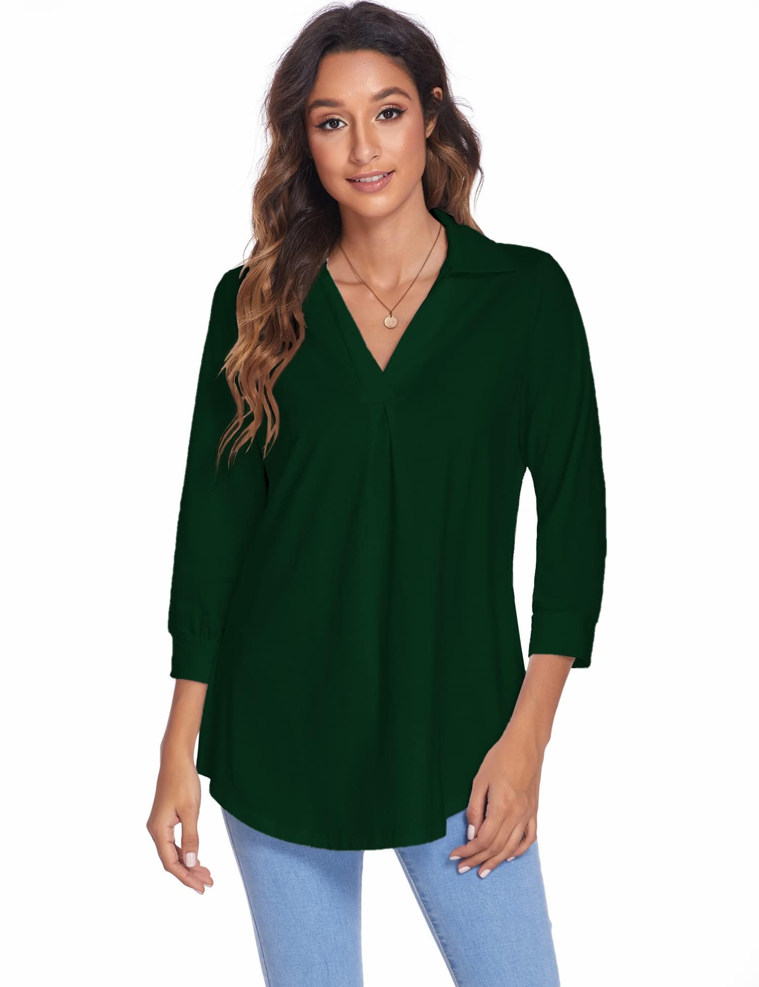 Solid Color V Neck Shirt for Women