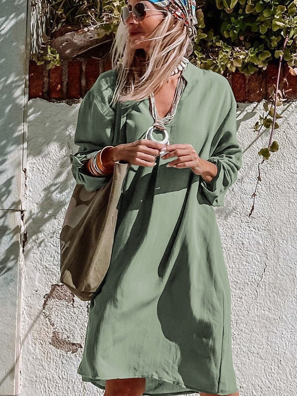 Solid Color V Neck Shirt for Women