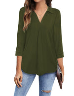 Solid Color V Neck Shirt for Women