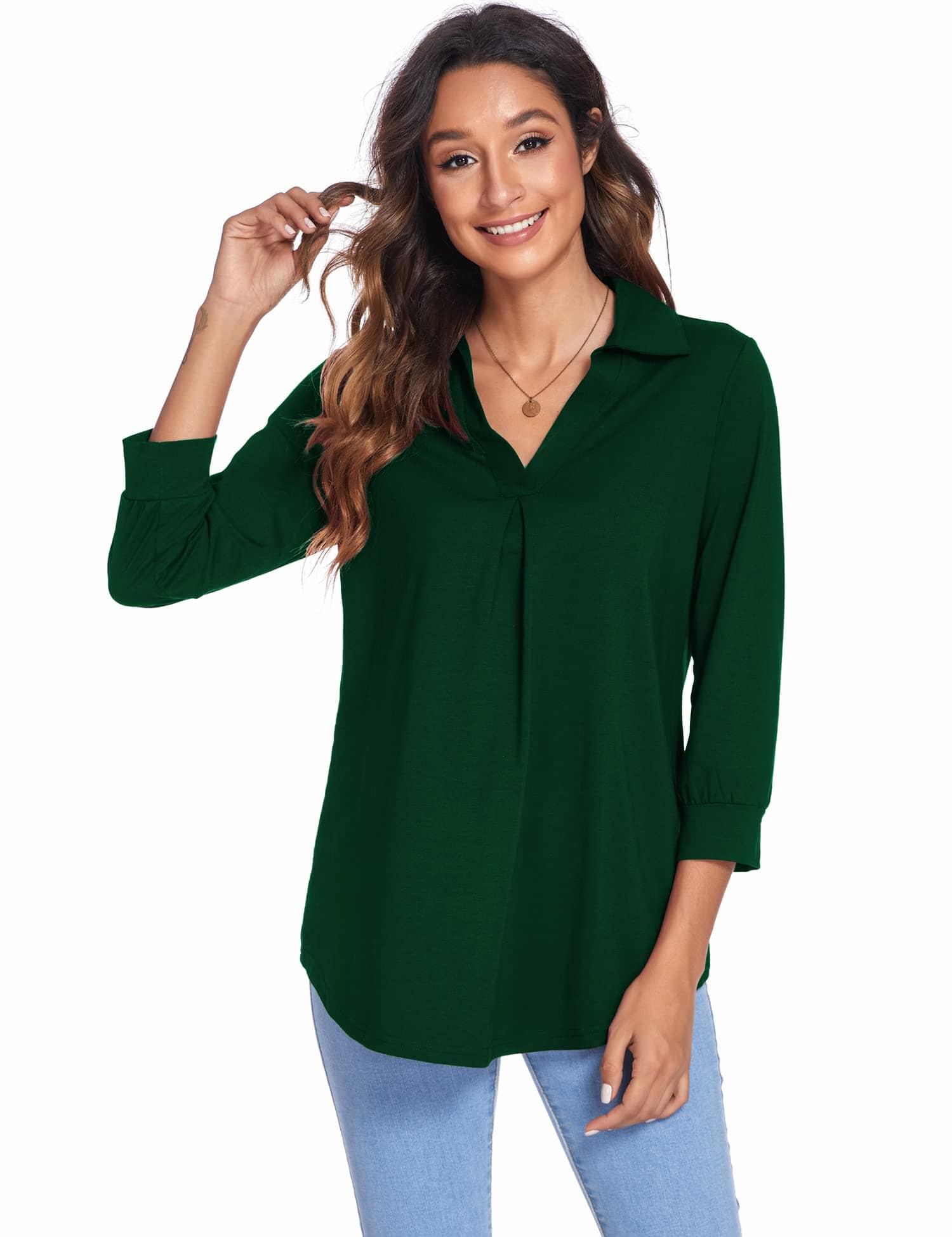 Solid Color V Neck Shirt for Women