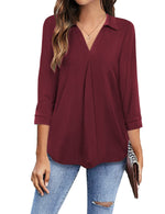 Solid Color V Neck Shirt for Women