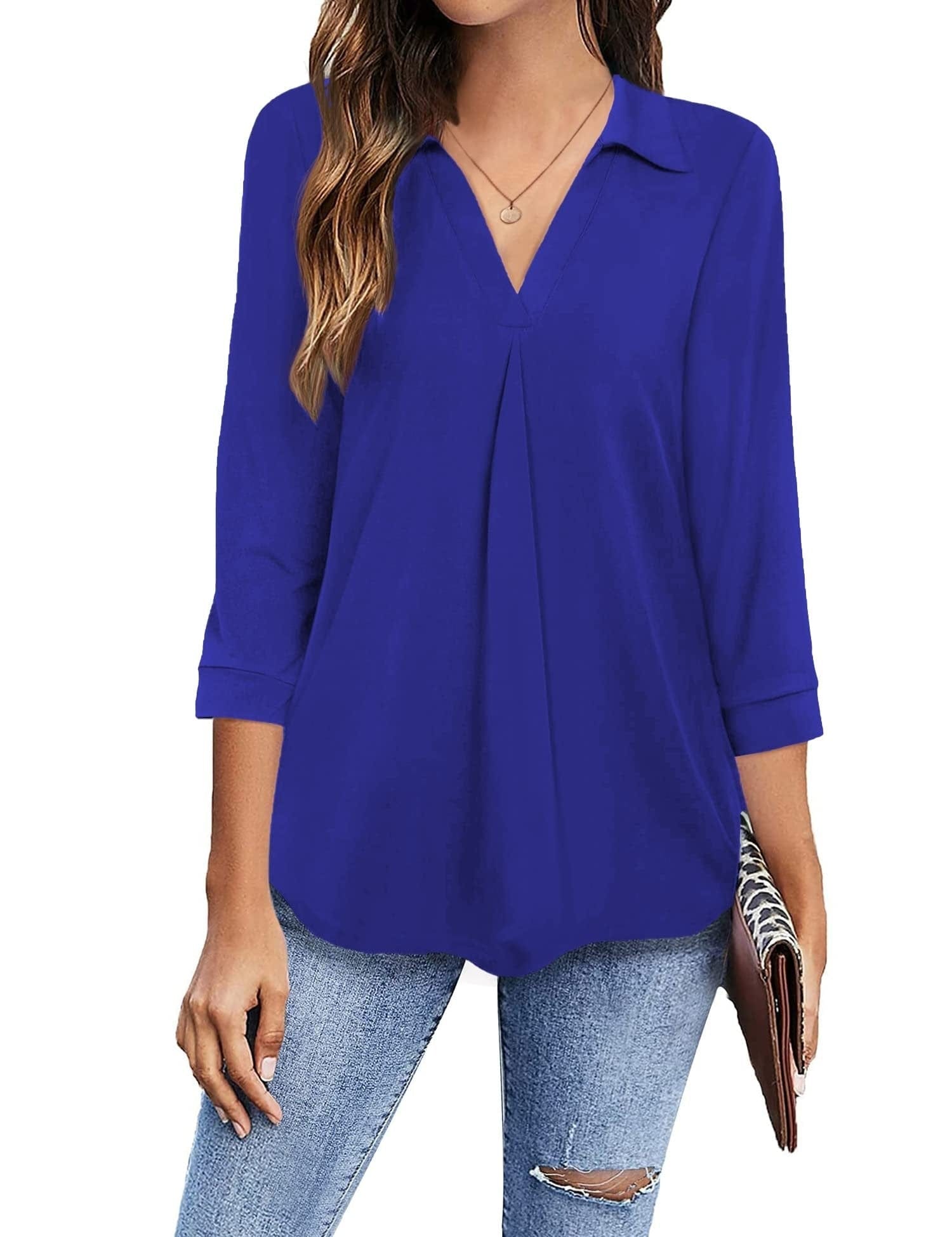 Solid Color V Neck Shirt for Women