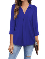Solid Color V Neck Shirt for Women