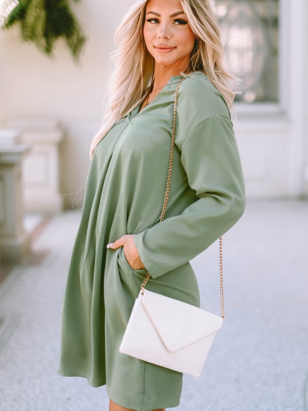 Solid Color V Neck Shirt for Women