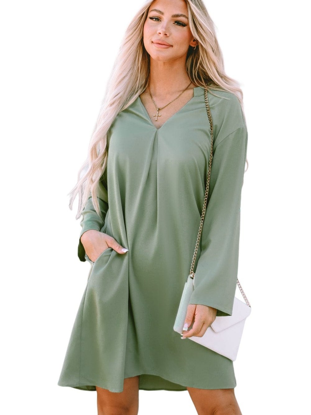 Solid Color V Neck Shirt for Women