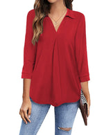 Solid Color V Neck Shirt for Women