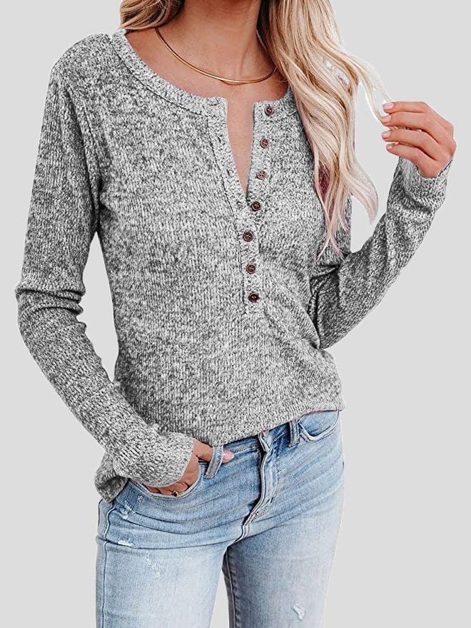 Round Neck Henley Top