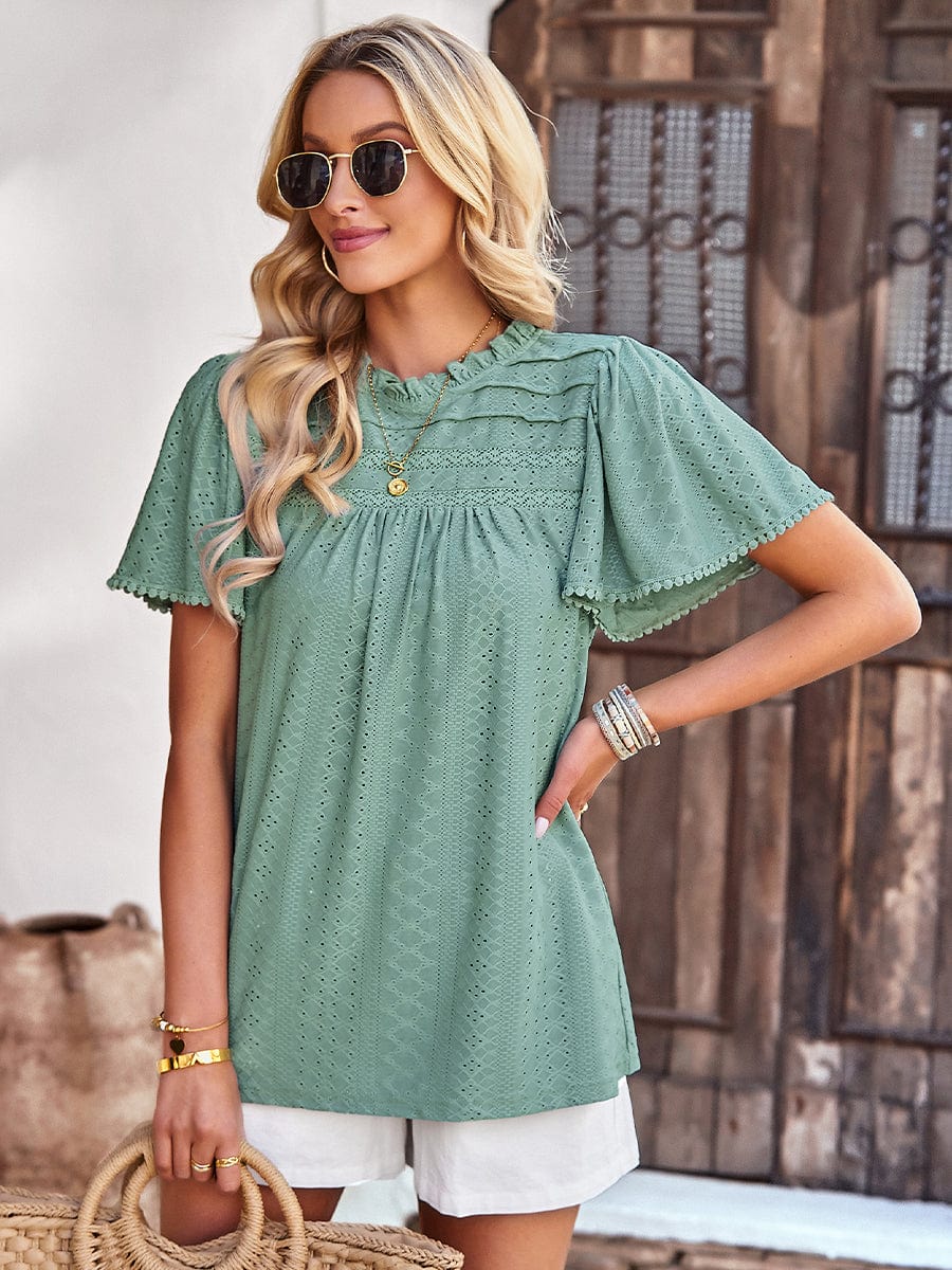 Women's Waffle Knit V-Neck Long Sleeve Tunic Top