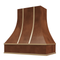 Campana extractora color chocolate con frente curvo y flejes de latón: anchos disponibles de 30", 36", 42", 48", 54" y 60"