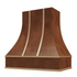 Campana extractora color chocolate con frente curvo y flejes de latón: anchos disponibles de 30", 36", 42", 48", 54" y 60"