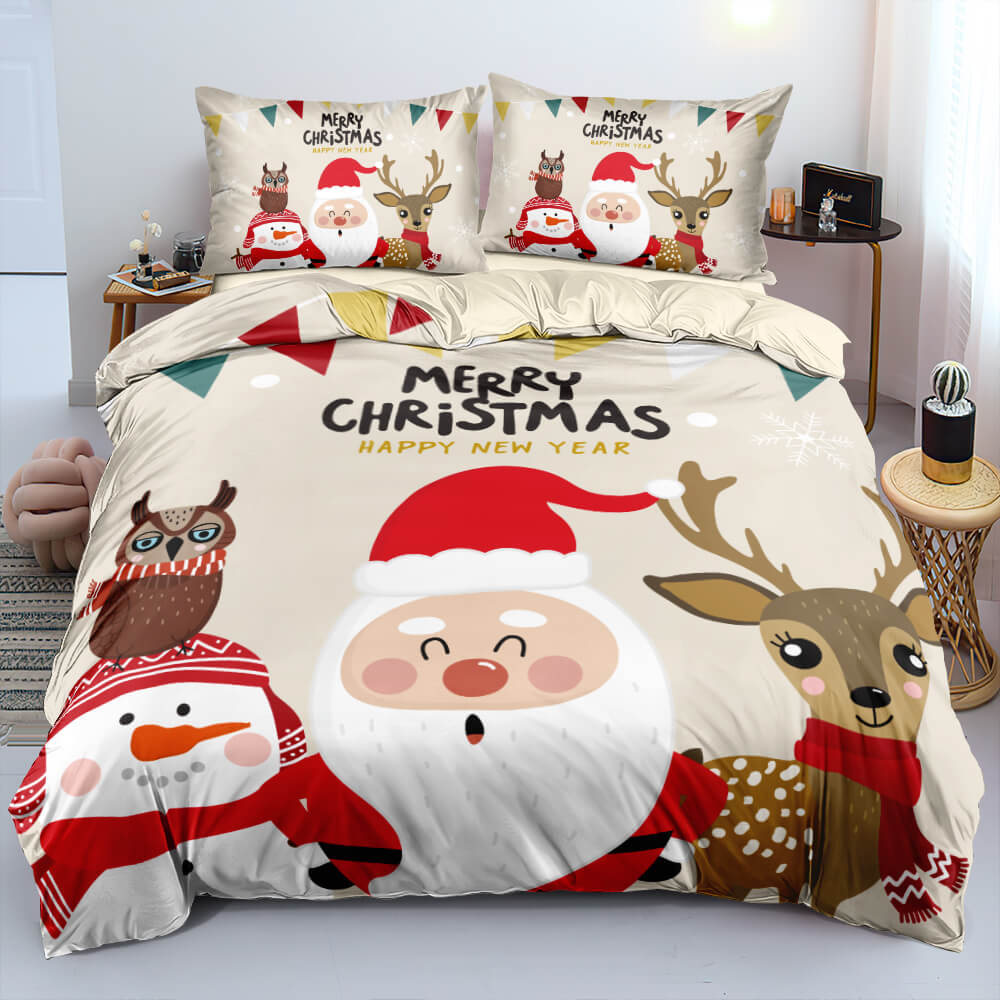 Christmas Bedding Set Duvet Cover Pillowcases Quilt Bed Linen Textiles