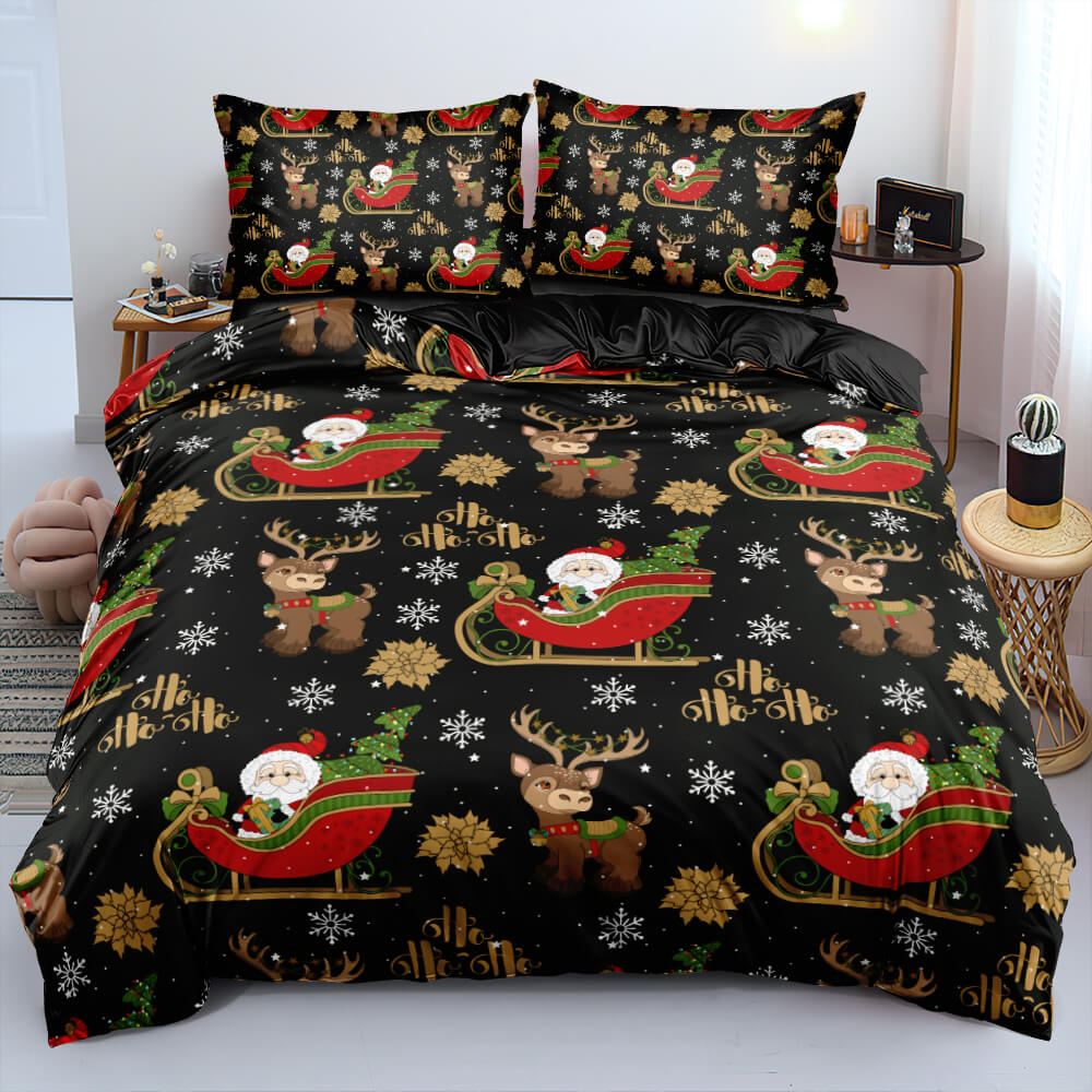 Christmas Bedding Set Duvet Cover Pillowcases Quilt Bed Linen Textiles