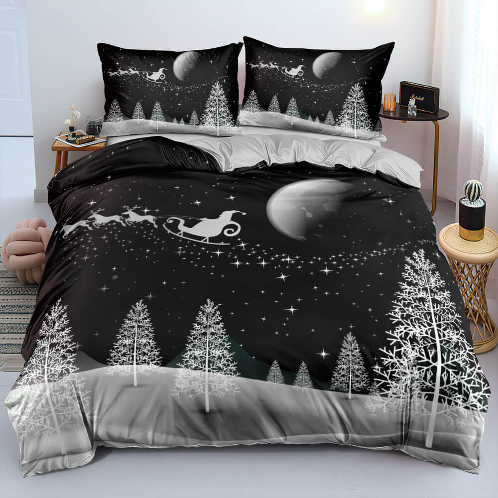 Christmas Bedding Set Duvet Cover Pillowcases Quilt Bed Linen Textiles