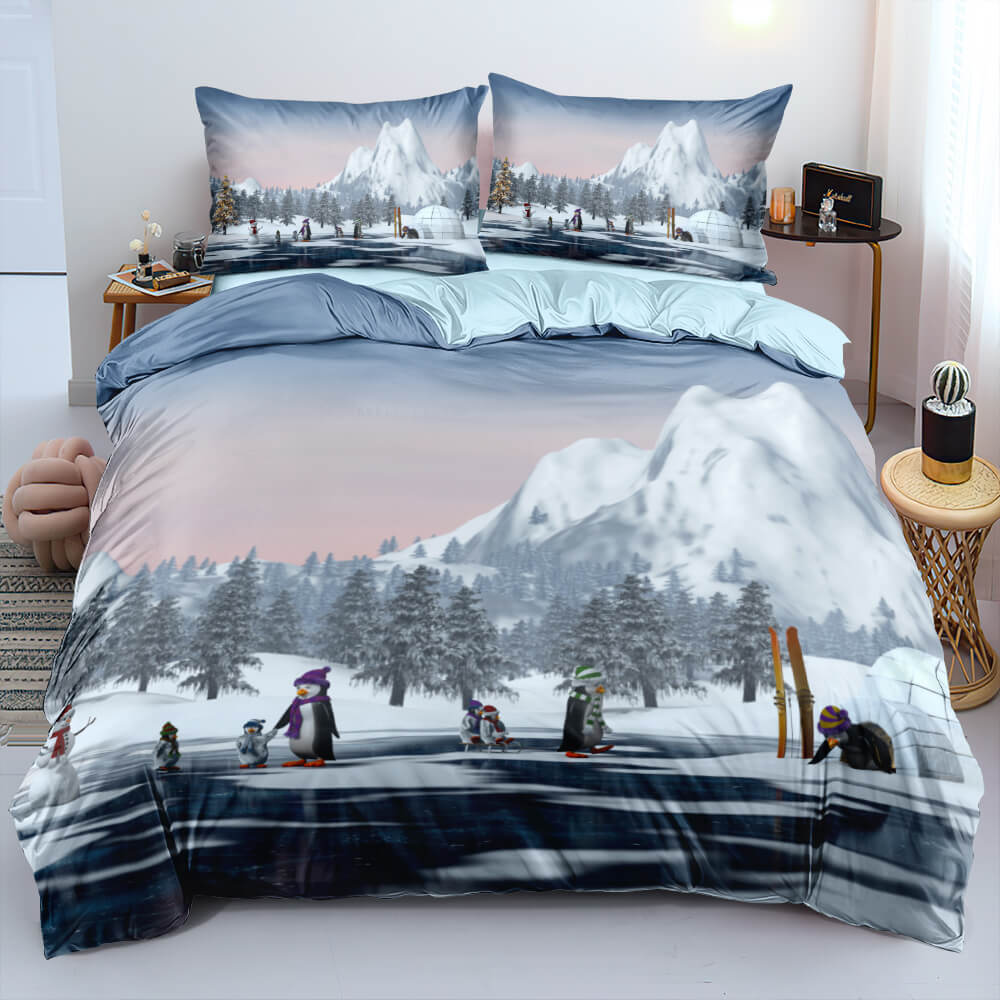 Christmas Bedding Set Duvet Cover Pillowcases Quilt Bed Linen Textiles