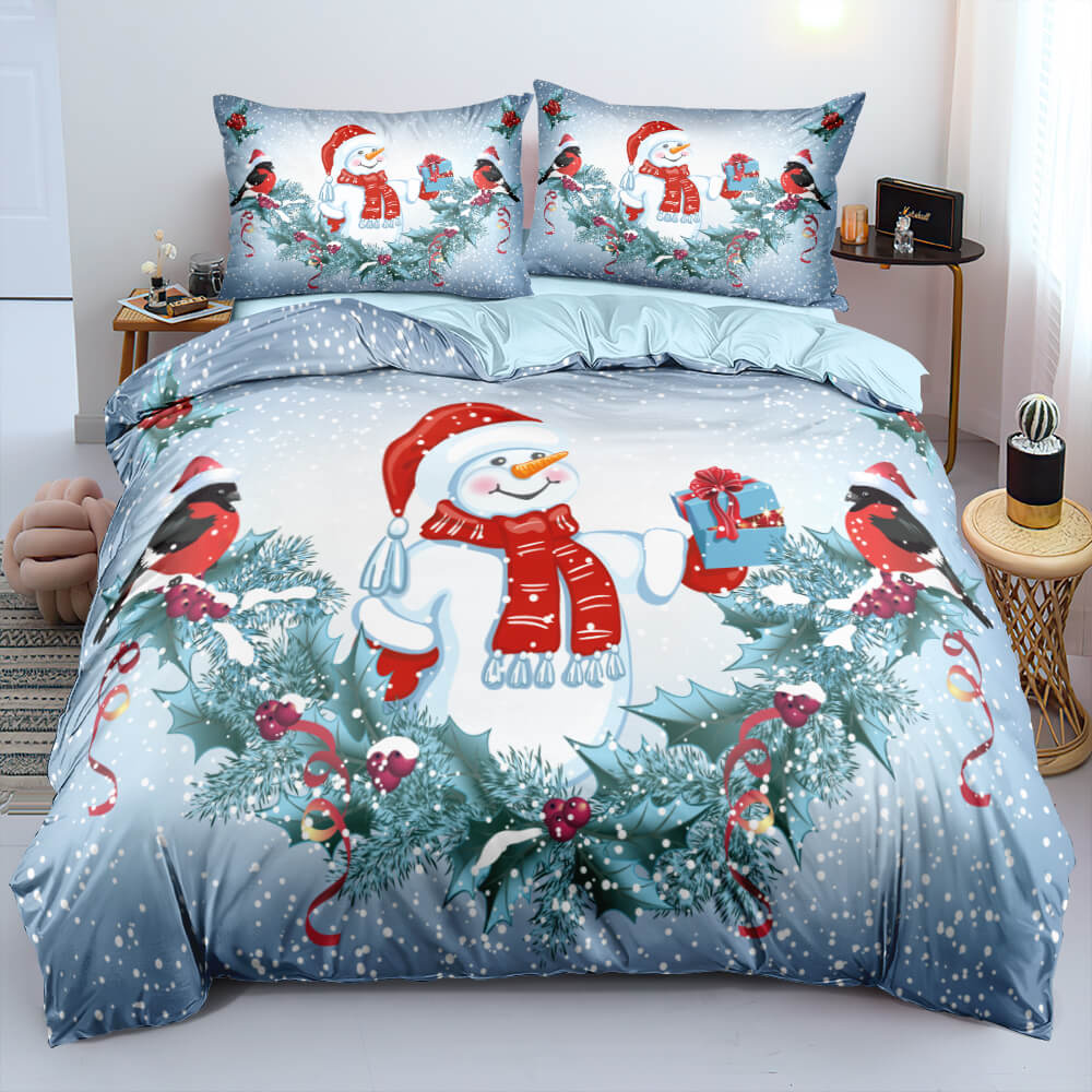 Christmas Bedding Set Duvet Cover Pillowcases Quilt Bed Linen Textiles