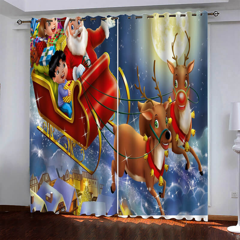 Christmas Pattern Curtains Blackout Window Drapes