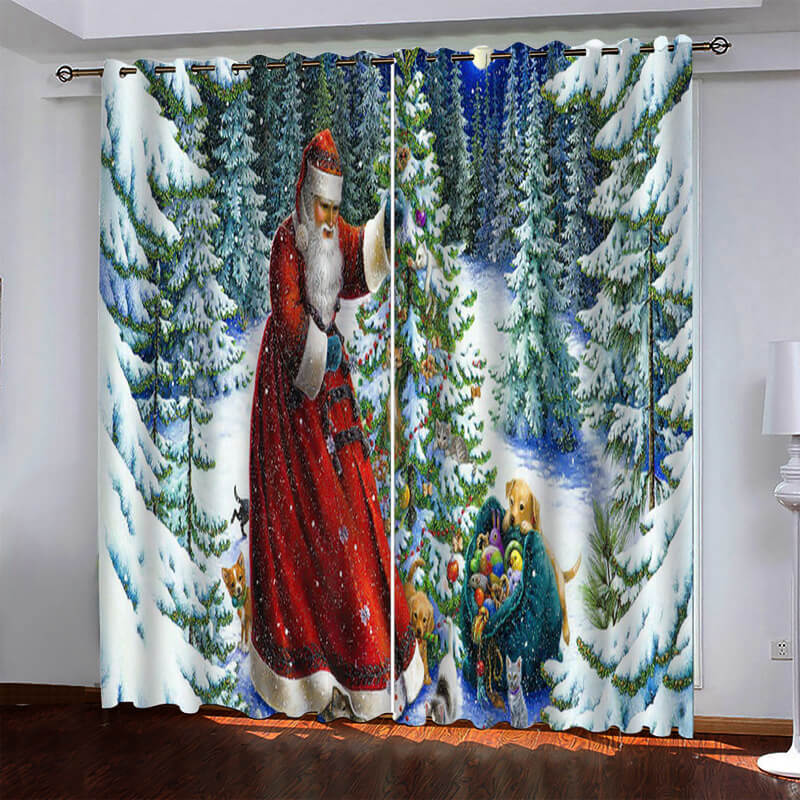Christmas Pattern Curtains Blackout Window Drapes