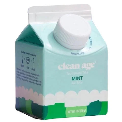 Clean Age - Pastillas de pasta dental de menta, 62 unidades (paquete de 1) - Cero residuos