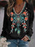 Embroidered Peacock and Rose Long Sleeve Shirt