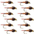 Barbless Bead Head Copper John Nymph Fly 1 Dozen  Fishing Flies -  Hook Size 10