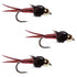3 Pack Barbless Bead Head Red Copper John Nymph Fly Fishing Flies -  Hook Size 14