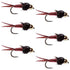 Barbless Bead Head Red Copper John Nymph Fly  - 6 Flies Hook Size 12