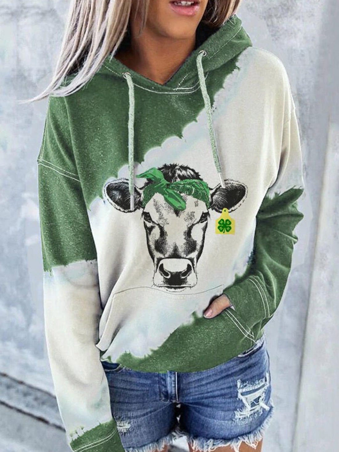 Stylish Pocket Hoodie with Distressed Detailing