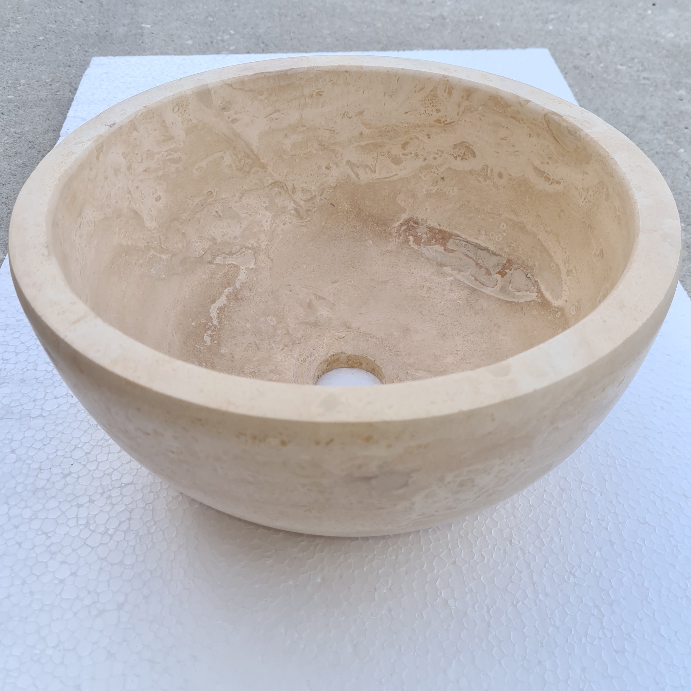Crema Antiqua Travertine Natural Stone Under-mount Sink Honed and Filled (D)12" (H)6"-Clearance