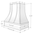 Campana extractora azul marino con frente curvo, flejes plateados y borde en forma de bloque: anchos disponibles de 30", 36", 42", 48", 54" y 60"