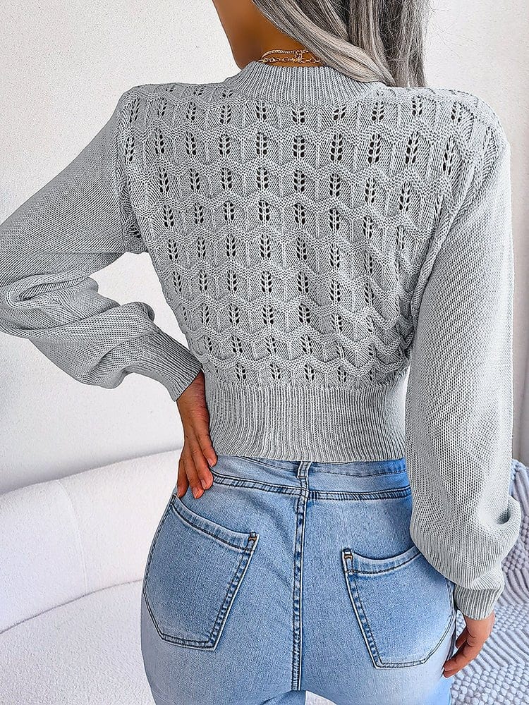 Striped Knit Top with Balloon Sleeves