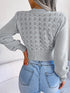 Striped Knit Top with Balloon Sleeves