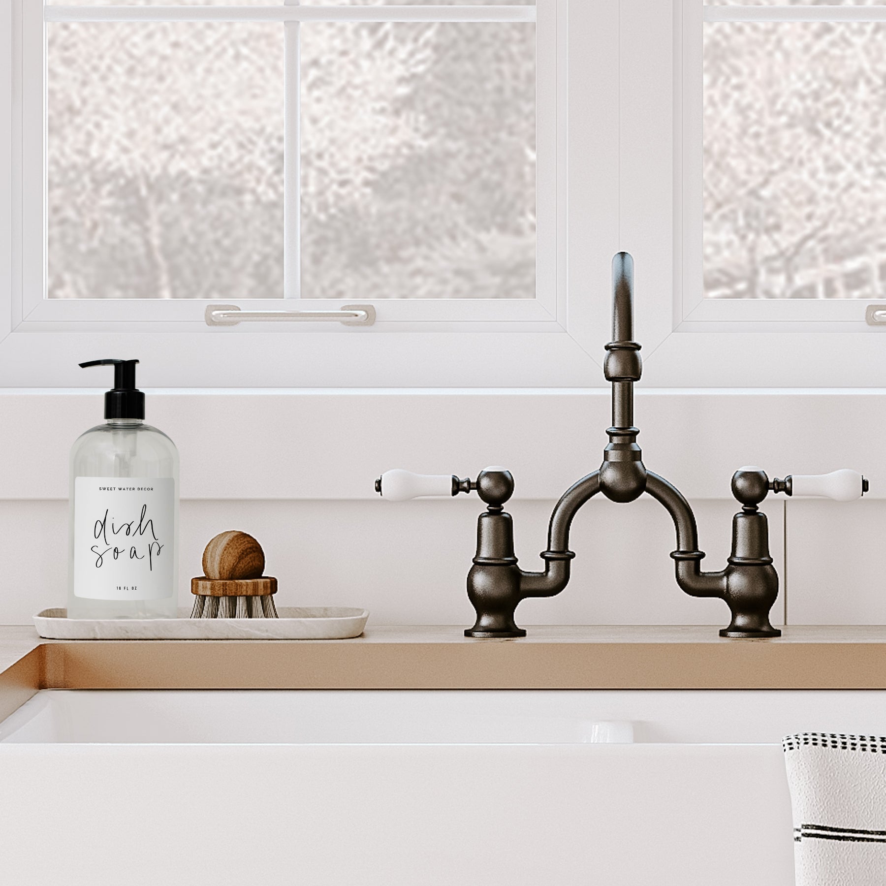 Dispensador de jabón para platos de plástico transparente de 16 oz - Marca blanca