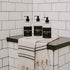Dispensador de gel de baño de plástico transparente de 16 oz - Etiqueta negra
