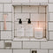 Juego de 2 dispensadores de plástico transparente para baño y ducha de 16 oz - Marca blanca