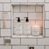Juego de 2 dispensadores de plástico transparente para baño y ducha de 16 oz - Marca blanca