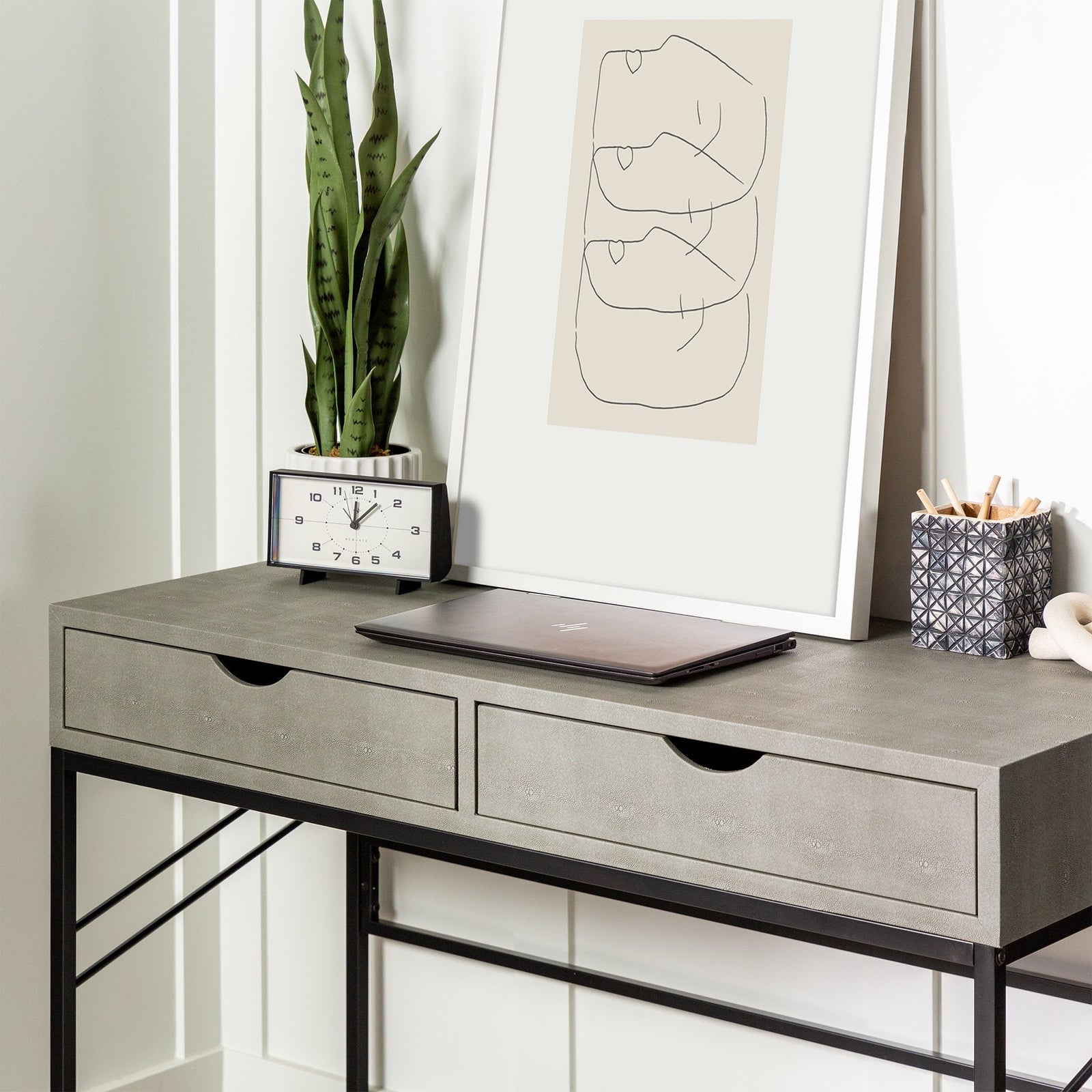 Escritorio y mesa consola Vetti Faux Shagreen