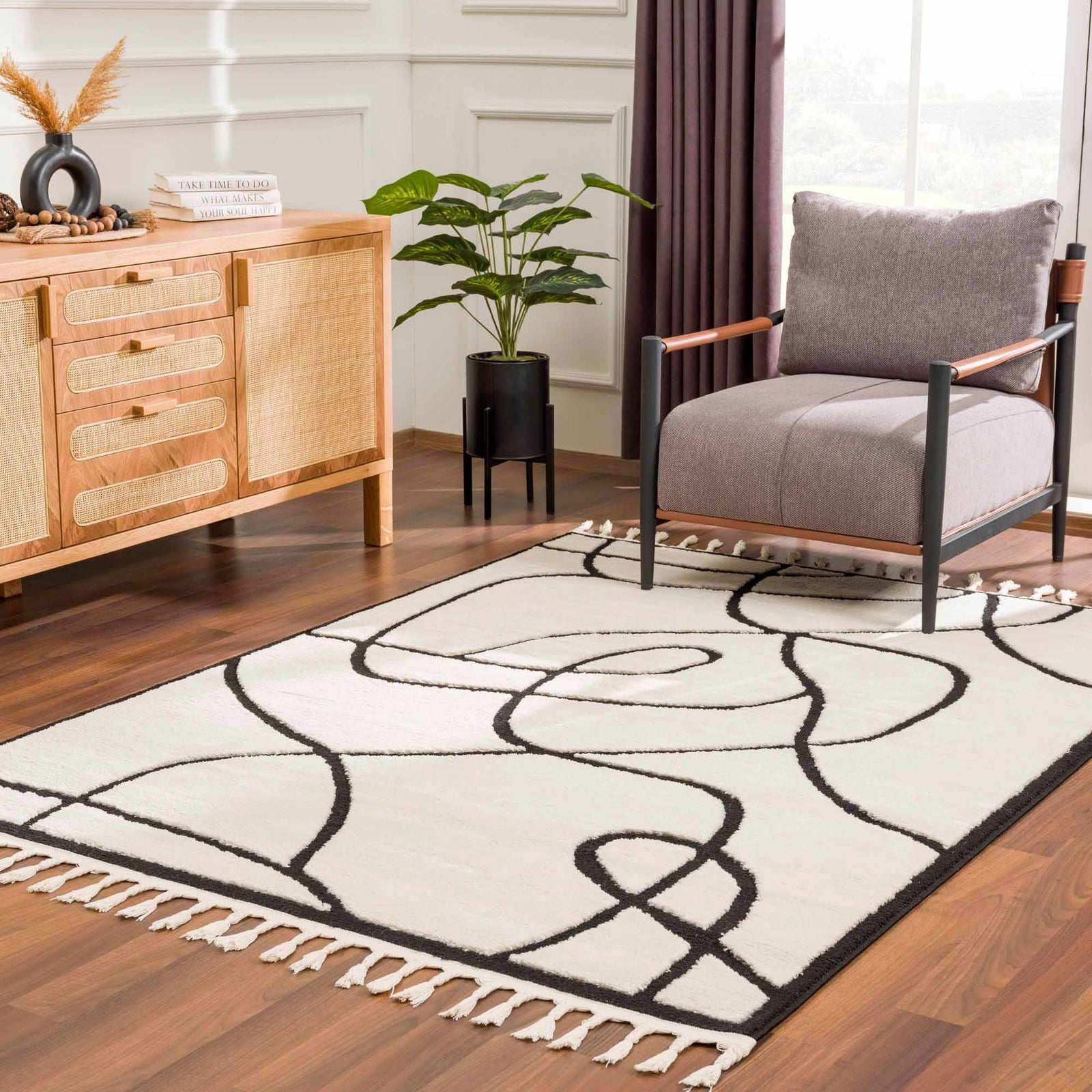 Alfombra Azana en blanco y negro