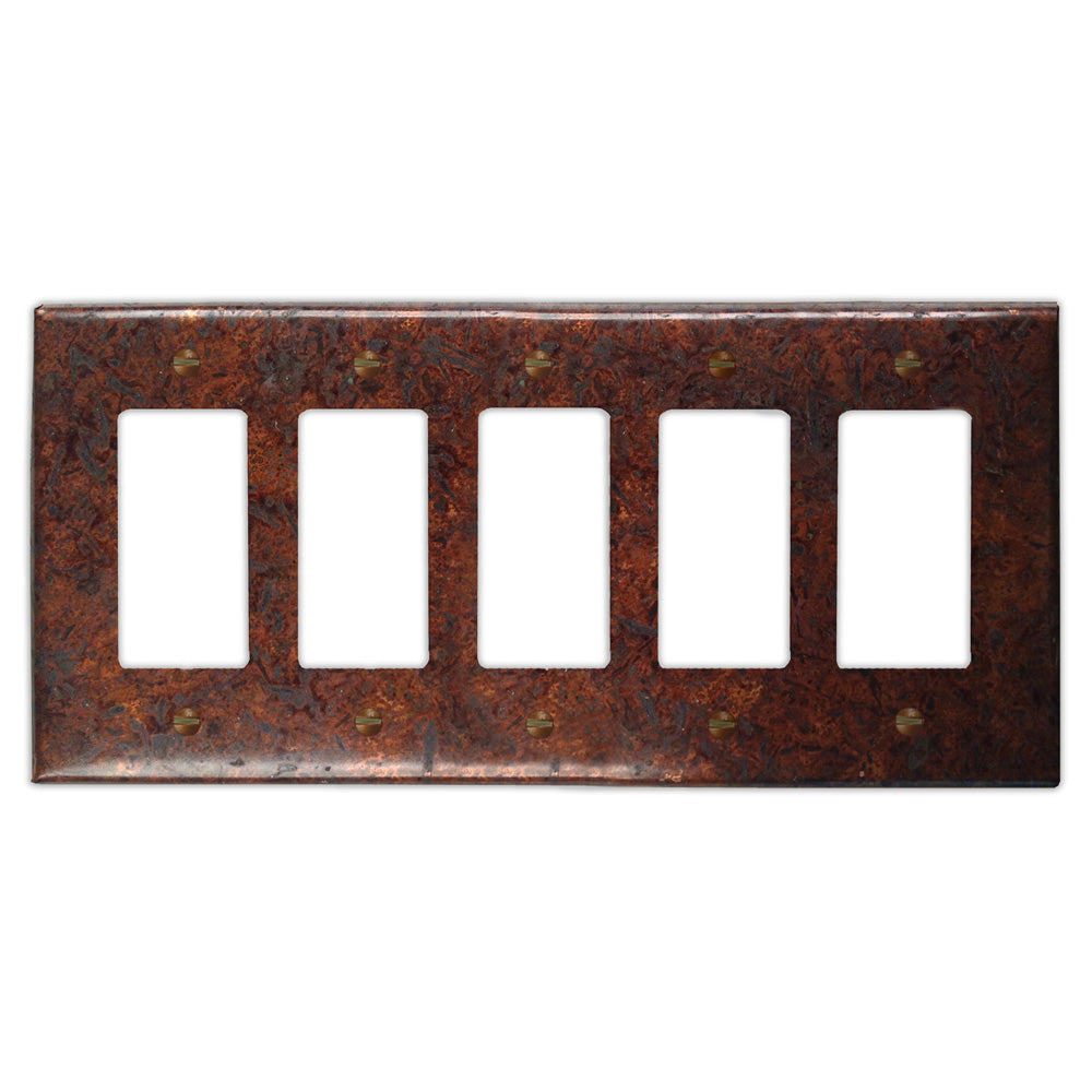 Distressed Dark Copper - 5 Rocker Wallplate