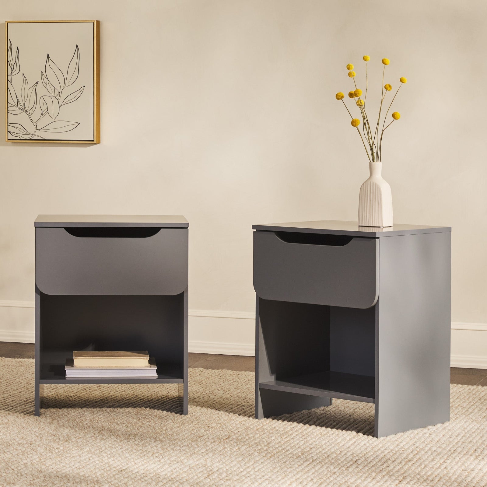 Mesita de noche moderna Domm con 1 cajón