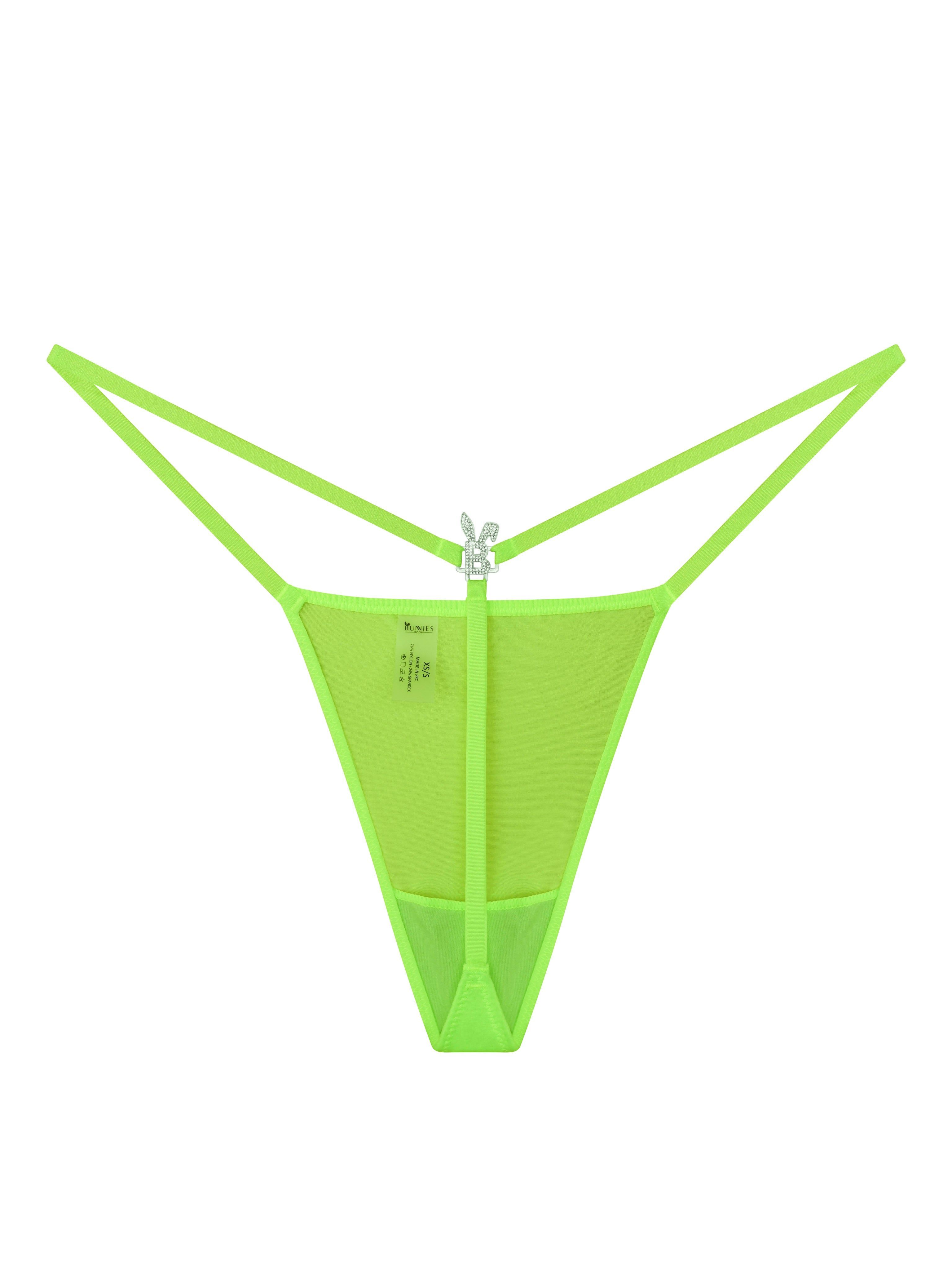 Iced Out G-String In Neon Green