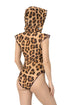 Leopard One-piece Sleeveless Swimsuit with Hood &  Lace