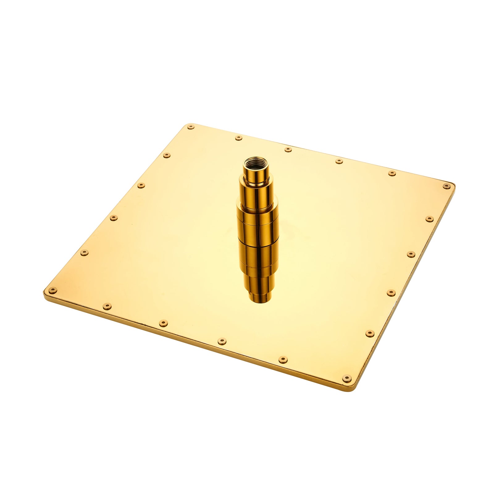 Sistema de ducha de techo de 2 vías con LED que cambia de color, de 12 o 16 pulgadas, en dorado pulido. Incluye cuerpo de válvula y moldura empotrables