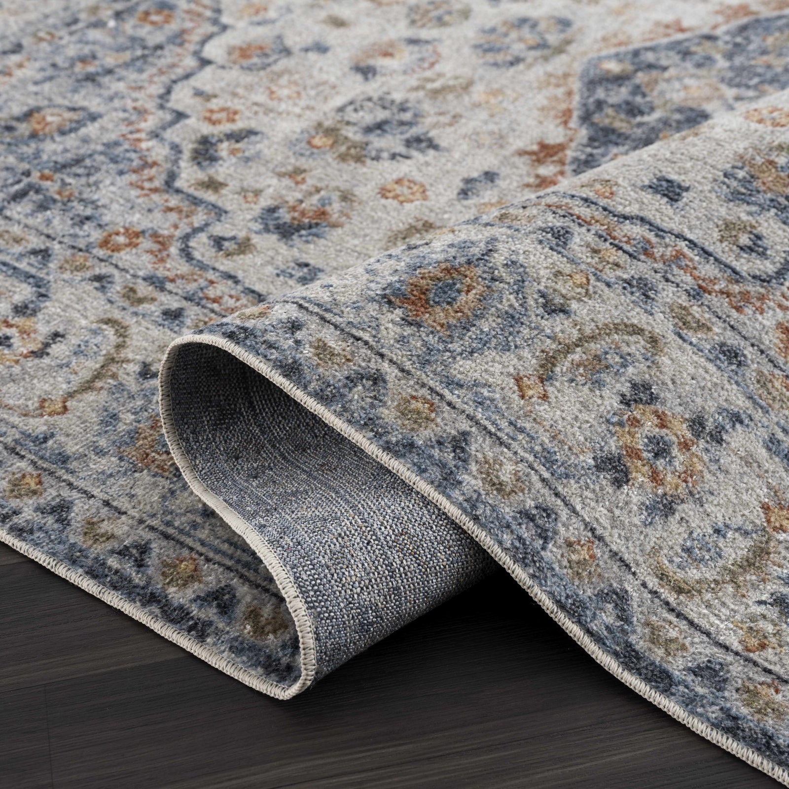Alfombra lavable Hiti color crema azul - Liquidación