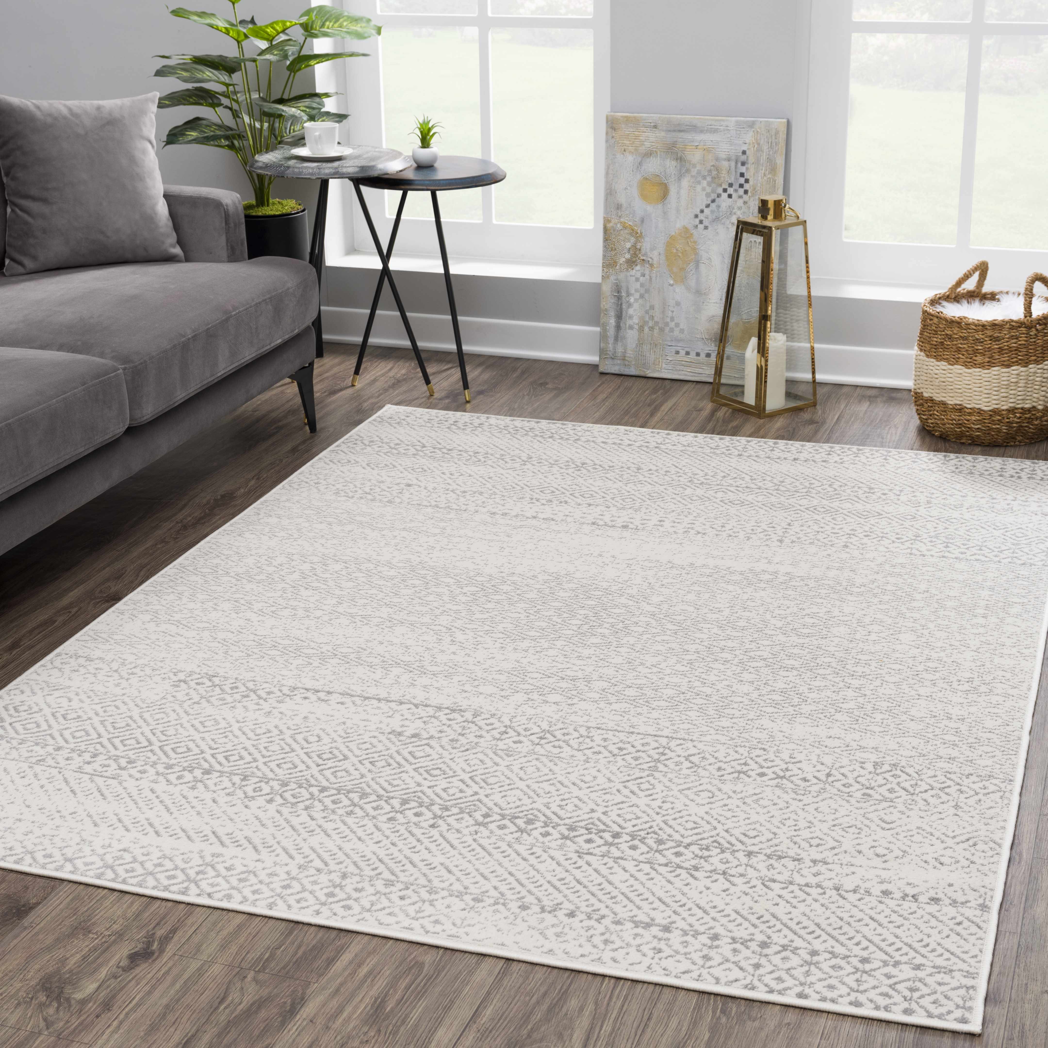 Alfombra azteca Tigri en color marfil y gris 2317 - Oferta