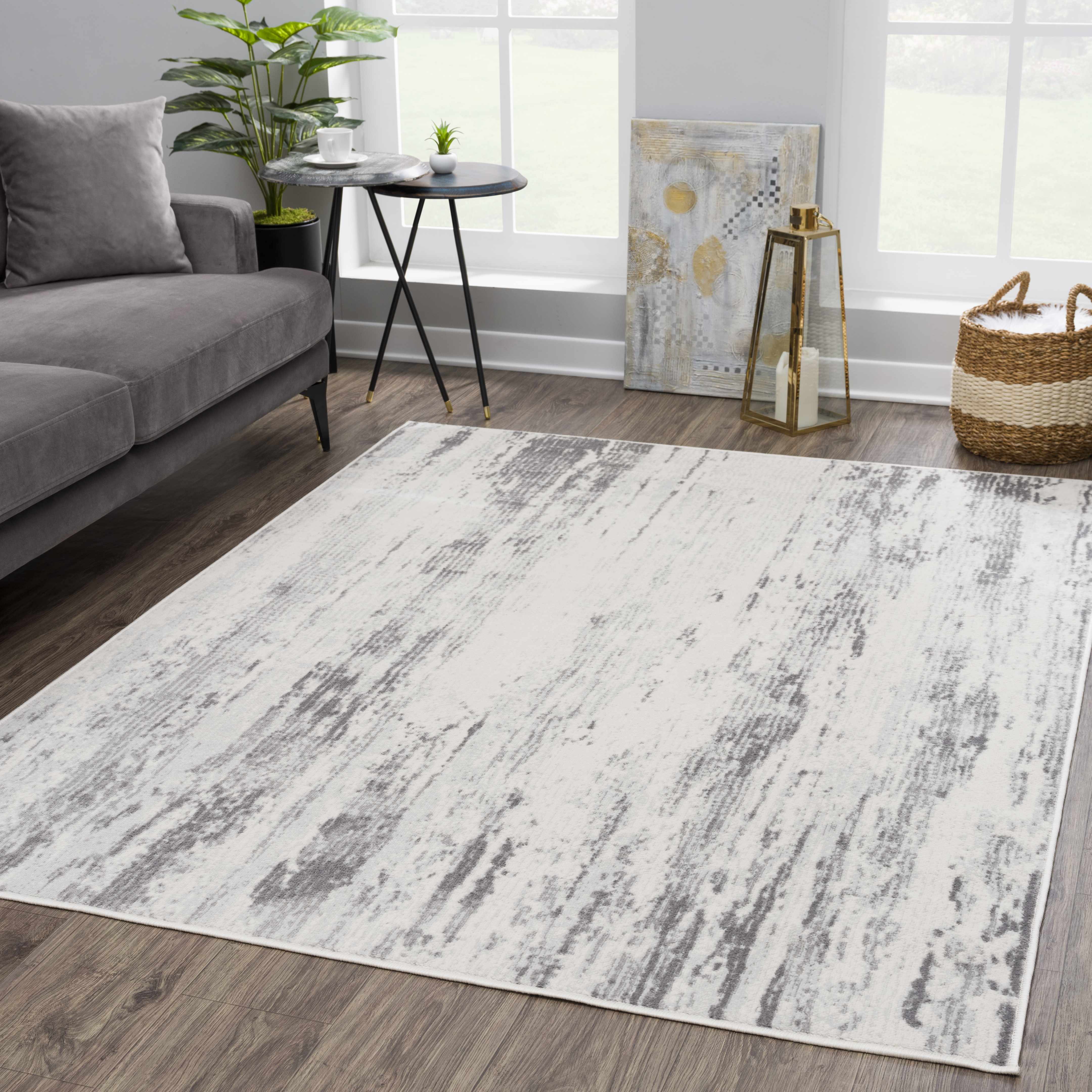 Alfombra abstracta Tigrima 2320 marfil y gris - Promoción