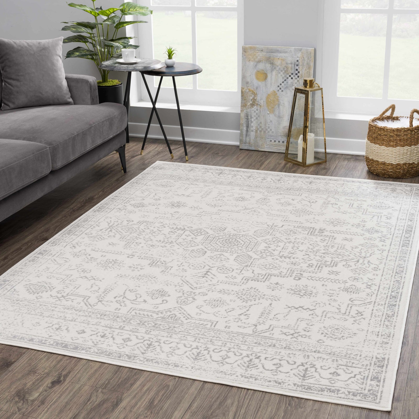Alfombra Tigried color marfil y gris 2323 - Liquidación