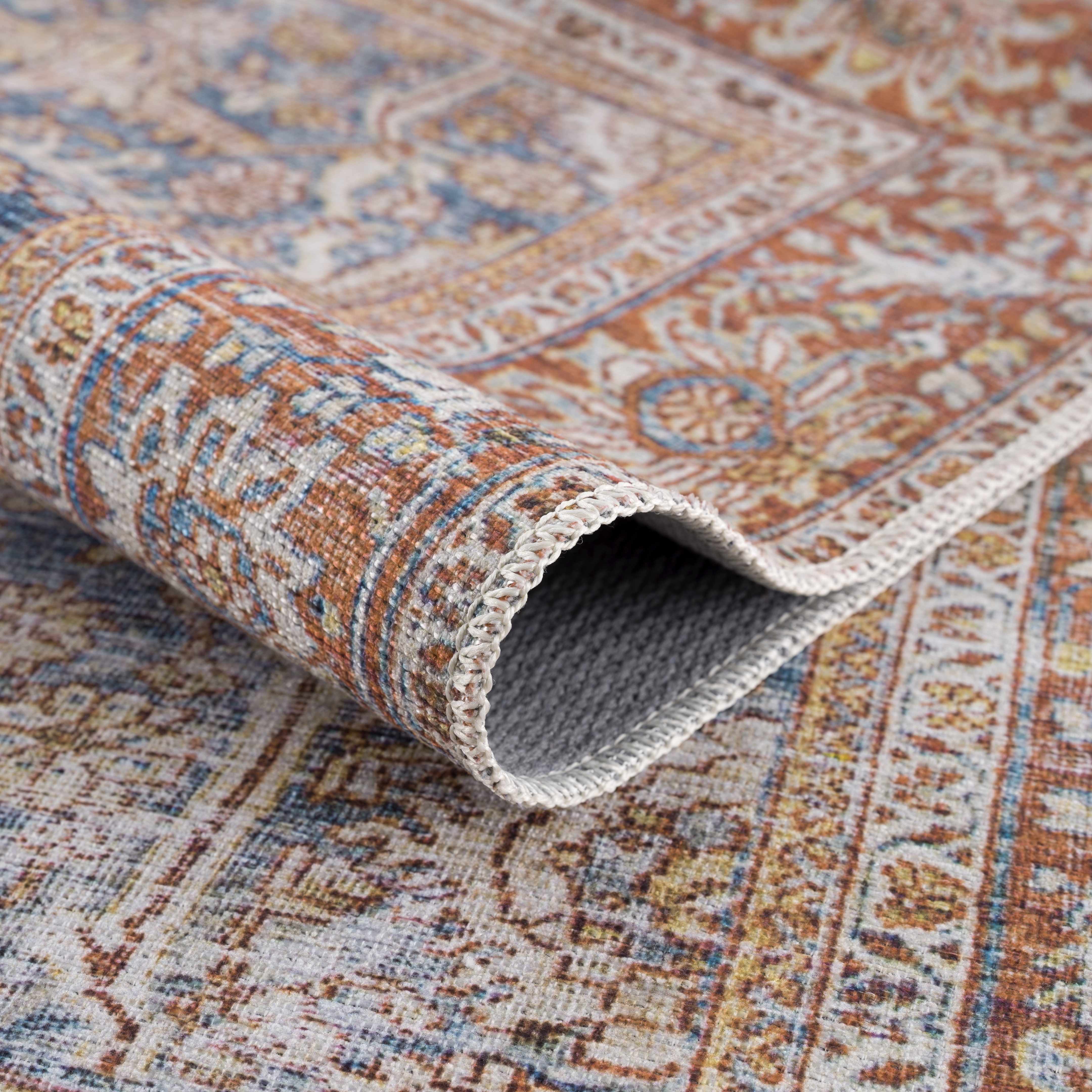 Rust Mair Traditional Washable Area Rug - Clearance